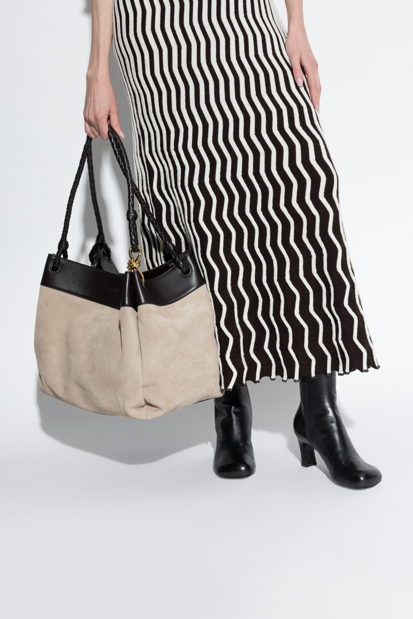 トートバッグ BOTTEGA VENETA TWO-TONE SUEDE AD MAXI PARACHUTE SHOPPING BAG Beżowy Torba `Parachute Maxi` typu `shopper` Bottega Veneta